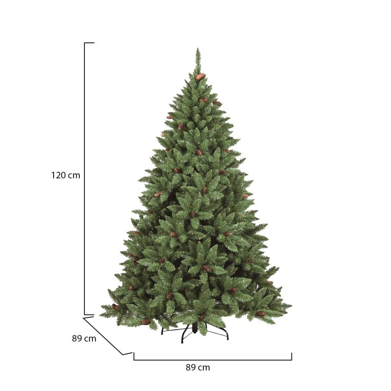 Albero di Natale 120 cm Verde 362 Rami Apertura Rami Singoli 120h cm, Ignifugo Ritardante di Fiamma - Lapland