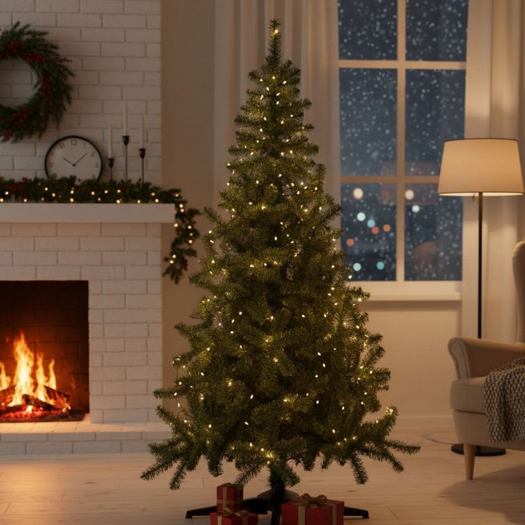 Albero di Natale 150 cm Jingles in PVC Verde, h150 cm