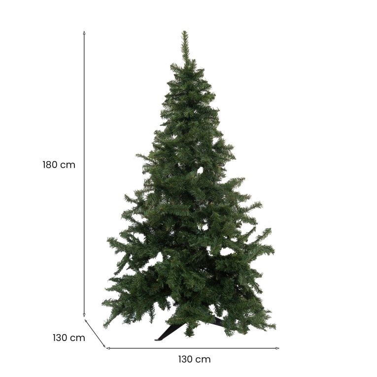 Albero di Natale 180 cm Plaine, Pino artificiale, Albero effetto reale, Alberello natalizio, Made in Italy, 130x130 h180 cm, Verde