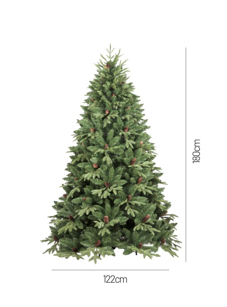 Albero di Natale 180 cm Verde 839 Rami Apertura Rami Singoli 180h cm, Ignifugo Ritardante di Fiamma - Silent Night