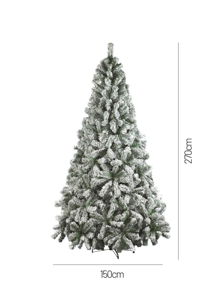 Albero di Natale 270 cm Verde 1812 Rami Apertura a Ombrello 270h cm, Effetto Innevato - Hollybell