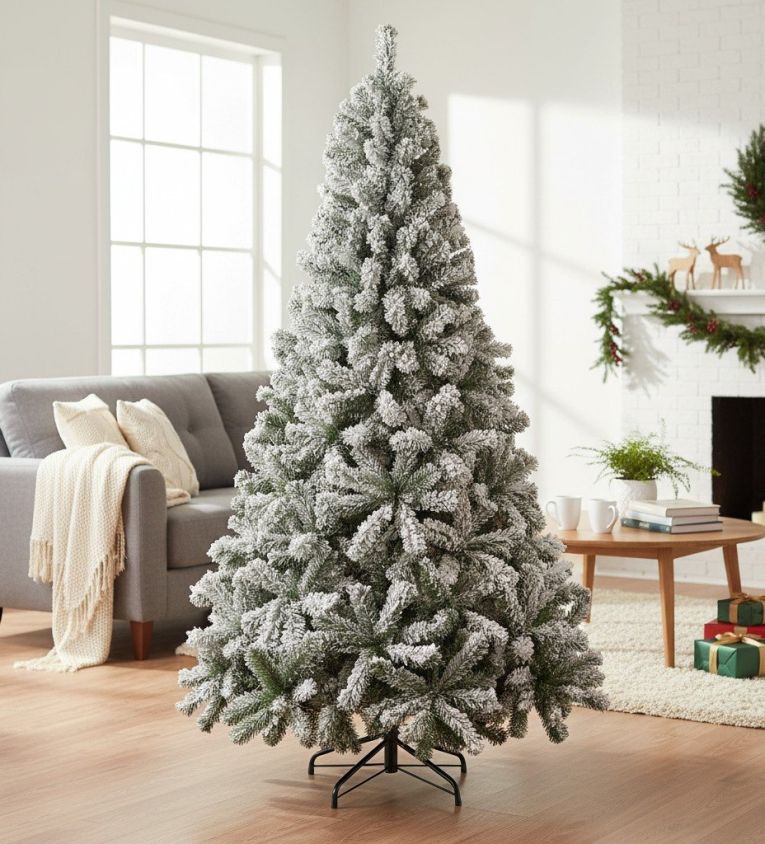 Albero di Natale 270 cm Verde 1812 Rami Apertura a Ombrello 270h cm, Effetto Innevato - Hollybell