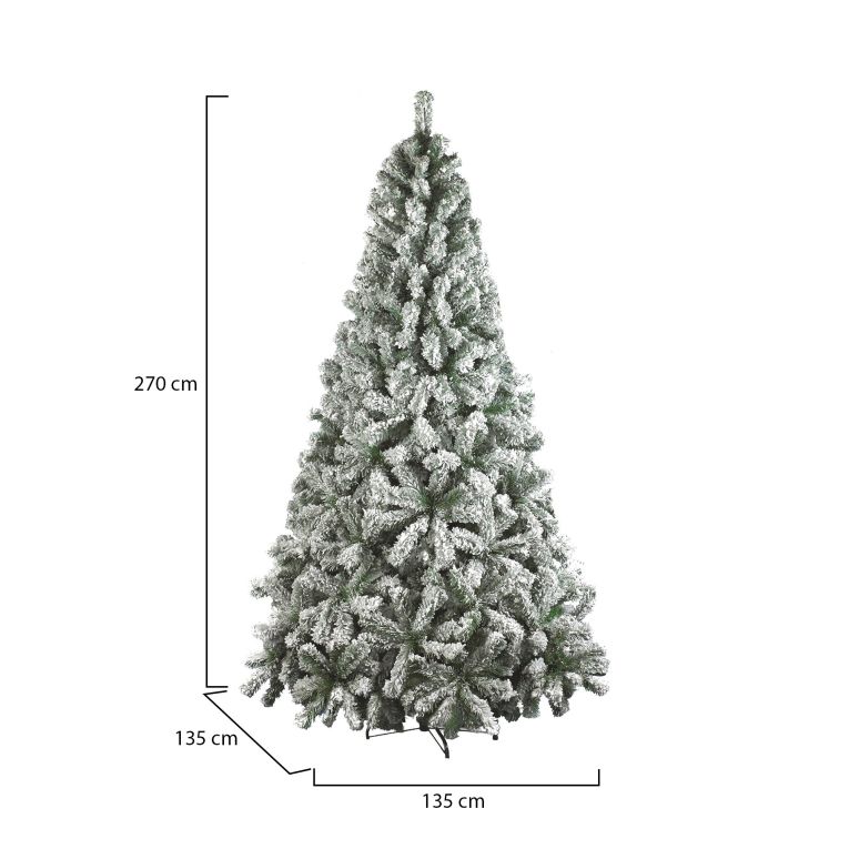 Albero di Natale 270 cm Verde 1812 Rami Apertura a Ombrello 270h cm, Effetto Innevato - Hollybell
