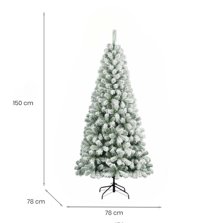Albero di Natale floccato in PVC, h150 cm