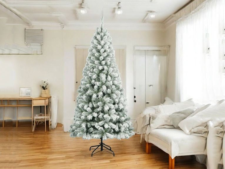 Albero di Natale floccato in PVC, h210 cm