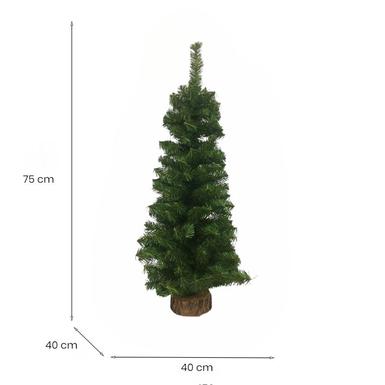 Albero di Natale Sassiere, Pino artificiale, Albero effetto reale, Alberello natalizio, Made in Italy, 40x40 h75 cm, Verde