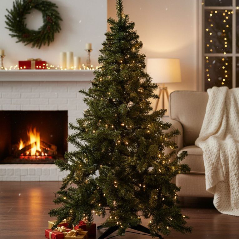 Albero di Natale Tinsel in PVC Verde, h200 cm