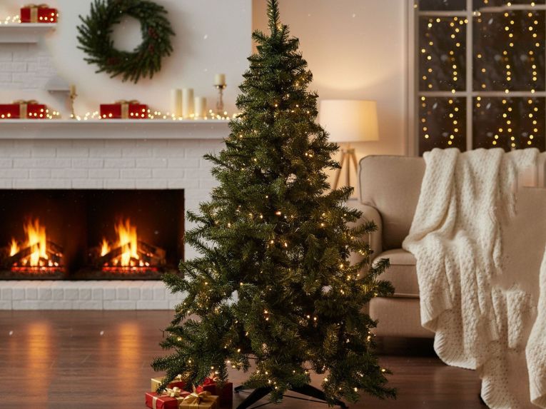 Albero di Natale Tinsel in PVC Verde, h200 cm