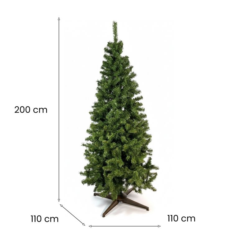 Albero di Natale Verde Marrone 948 Rami Apertura Rami Singoli 200h cm, Base Inclusa - Caresana