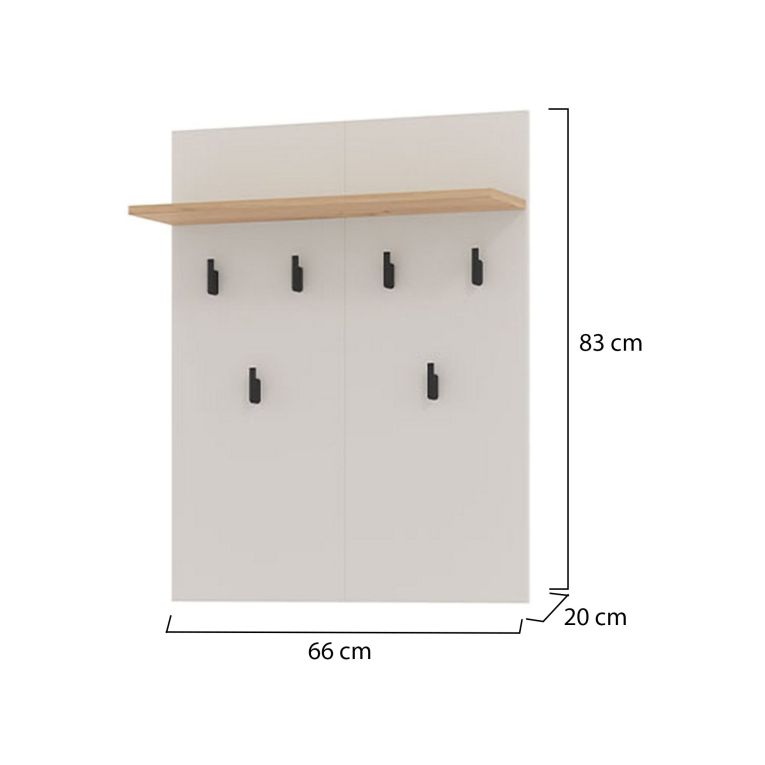 Appendiabiti Beige Marrone Rovere set Fissaggio a Muro Incluso 6 Ganci 83h cm, Installazione a Muro - Igliano