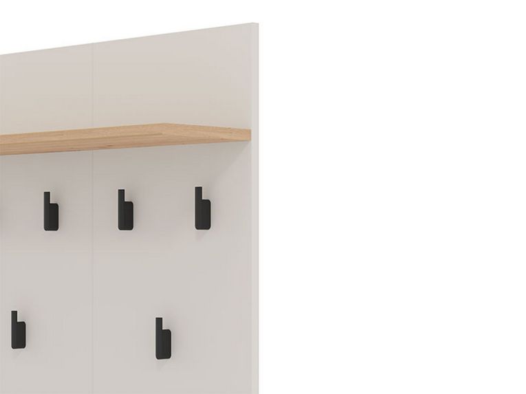 Appendiabiti Beige Marrone Rovere set Fissaggio a Muro Incluso 6 Ganci 83h cm, Installazione a Muro - Igliano