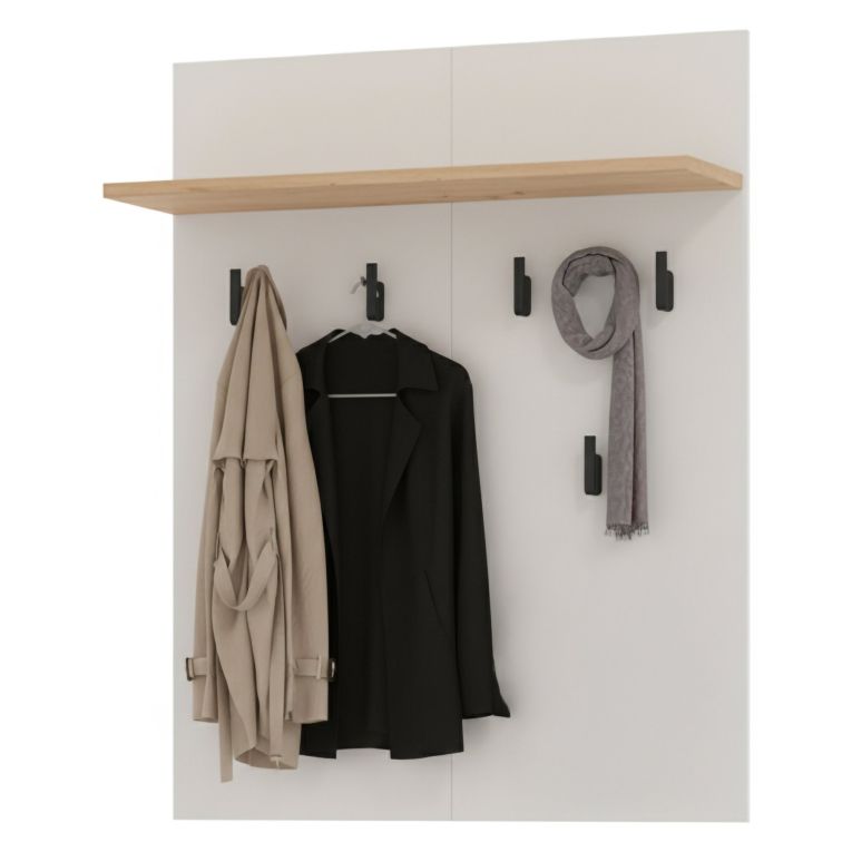 Appendiabiti Beige Marrone Rovere set Fissaggio a Muro Incluso 6 Ganci 83h cm, Installazione a Muro - Igliano