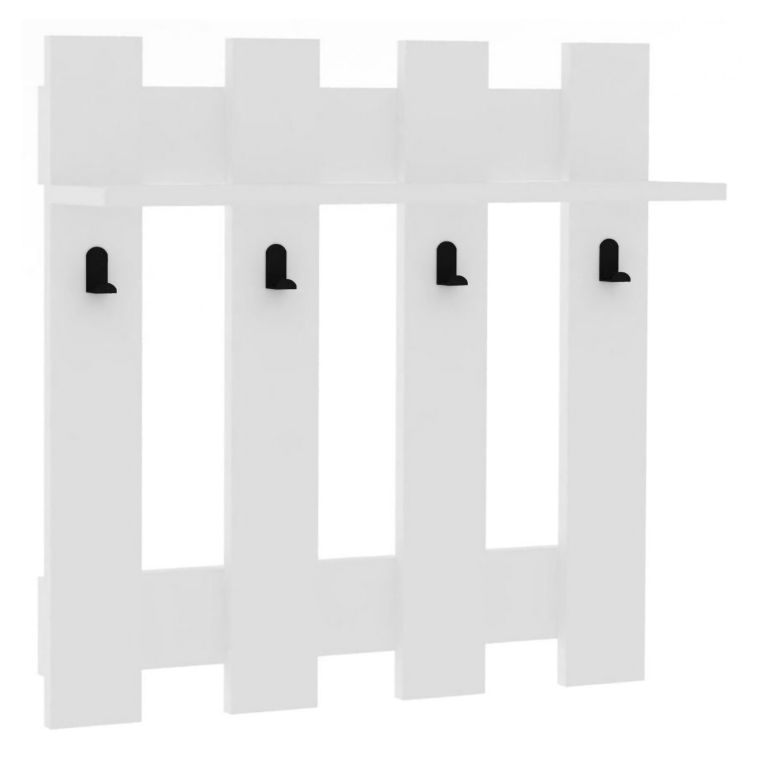 Appendiabiti Bianco 4 Ganci Installazione a Muro 70h cm, - Serpico
