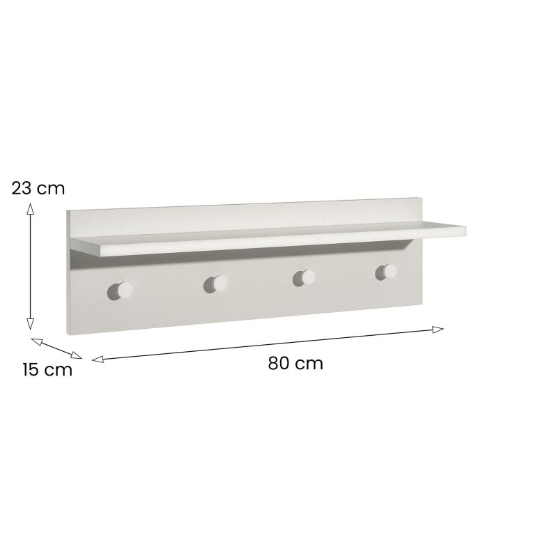 Appendiabiti Bianco 4 Ganci Installazione a Muro, - Mozzo
