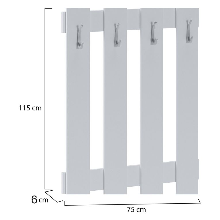 Appendiabiti Bianco 4 Ganci Installazione Sospesa 115h cm, Materiale Struttura in Metallo - Plaus
