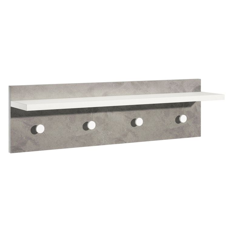 Appendiabiti Bianco Grigio Cemento 4 Ganci Installazione a Muro, Colore Struttura Grigio - Mozzo