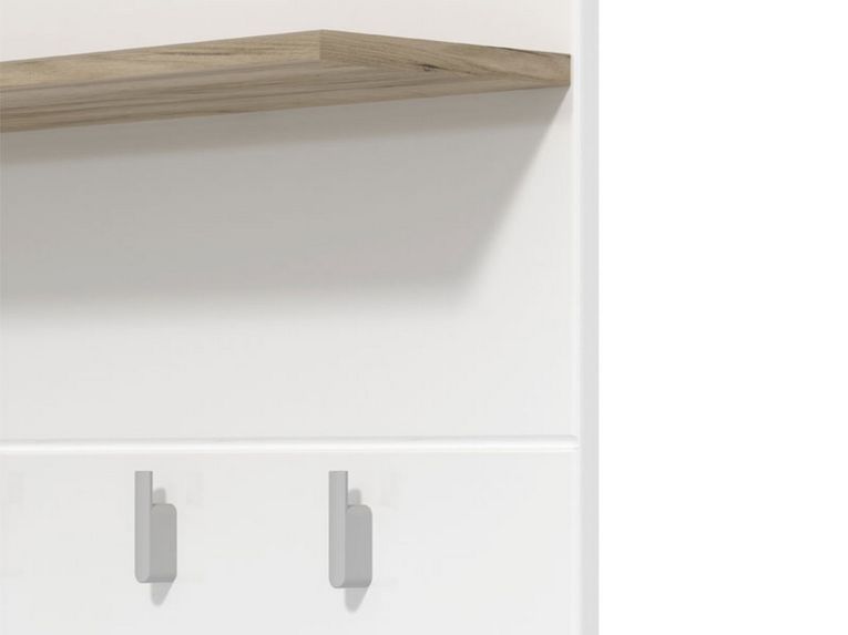 Appendiabiti Bianco Marrone Rovere set Fissaggio a Muro Incluso 4 Ganci 114h cm, Installazione a Muro - Montese