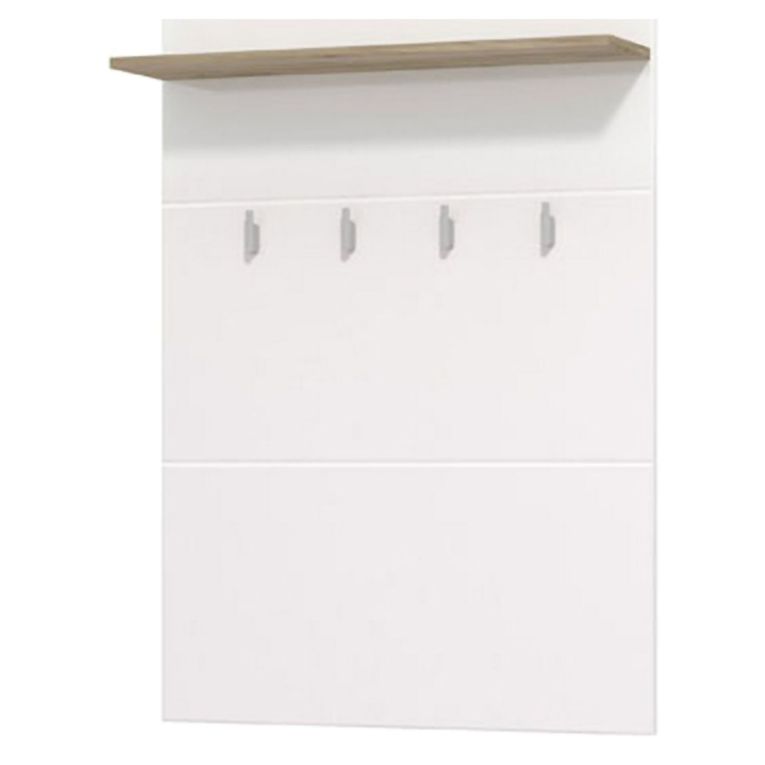 Appendiabiti Bianco Marrone Rovere set Fissaggio a Muro Incluso 4 Ganci 114h cm, Installazione a Muro - Montese