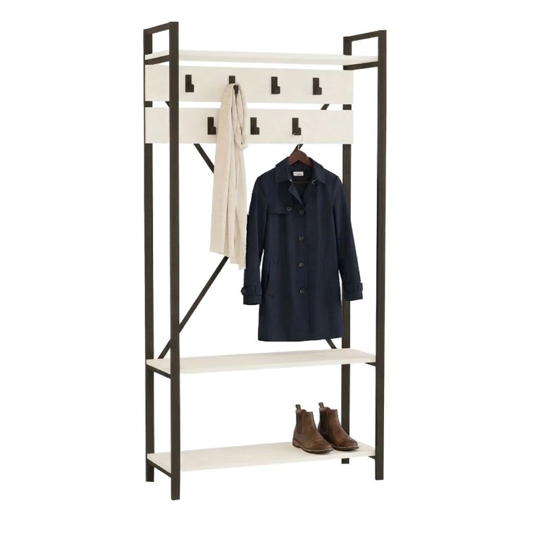 Appendiabiti Bianco Nero 7 Ganci Installazione a Terra 180h cm, Colore Struttura Nero - Celiera