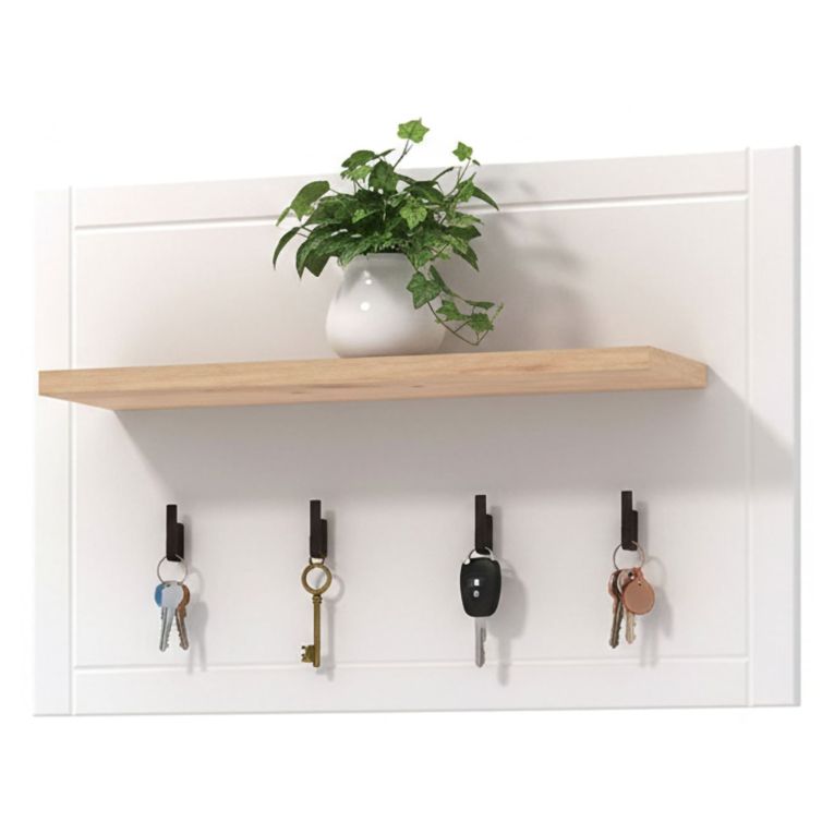 Appendiabiti Bianco Nero Rovere set Fissaggio a Muro Incluso 4 Ganci 57h cm, Installazione a Muro - Mediglia