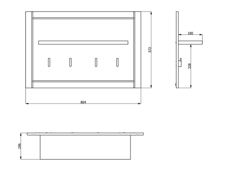 Appendiabiti Bianco Nero Rovere set Fissaggio a Muro Incluso 4 Ganci 57h cm, Installazione a Muro - Mediglia