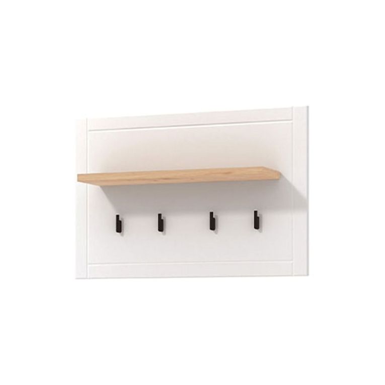Appendiabiti Bianco Nero Rovere set Fissaggio a Muro Incluso 4 Ganci 57h cm, Installazione a Muro - Mediglia