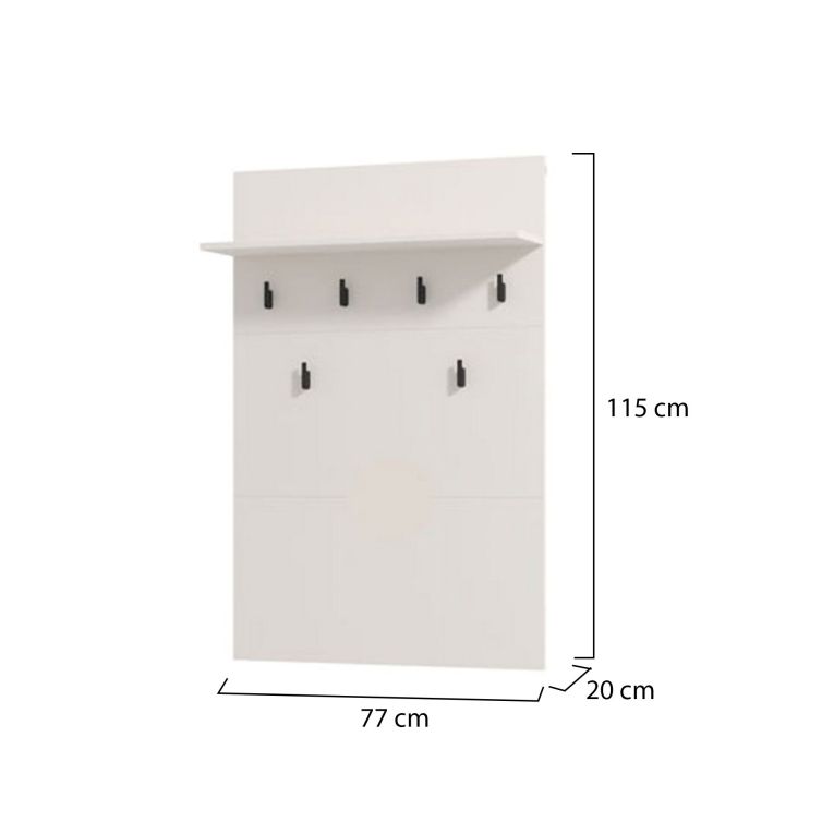 Appendiabiti Bianco Nero set Fissaggio a Muro Incluso 6 Ganci 115h cm, Installazione a Muro - Navelli