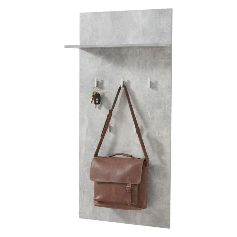 Appendiabiti Grigio Cemento set Fissaggio a Muro Incluso 5 Ganci 137h cm, Installazione a Muro - Traves