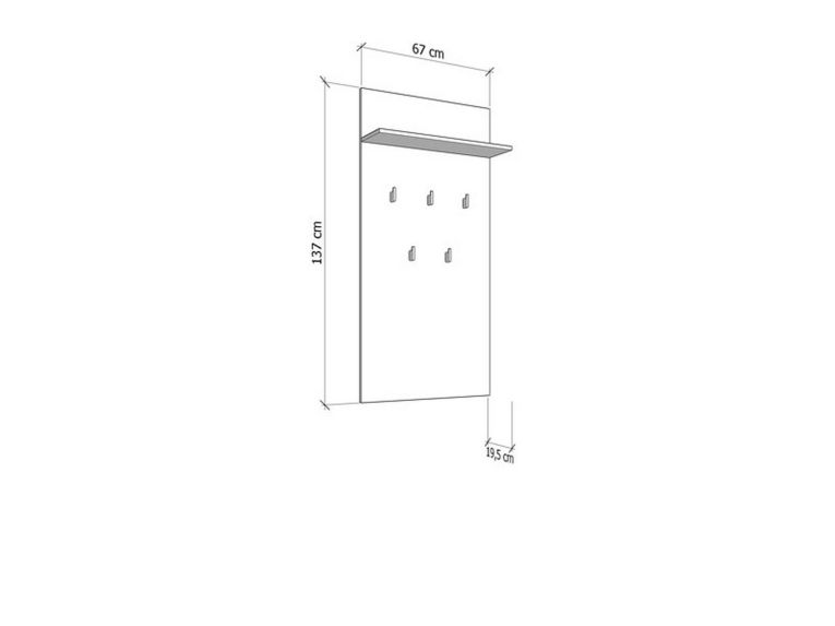 Appendiabiti Grigio Cemento set Fissaggio a Muro Incluso 5 Ganci 137h cm, Installazione a Muro - Traves