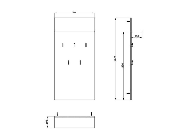 Appendiabiti Grigio Cemento set Fissaggio a Muro Incluso 5 Ganci 137h cm, Installazione a Muro - Traves