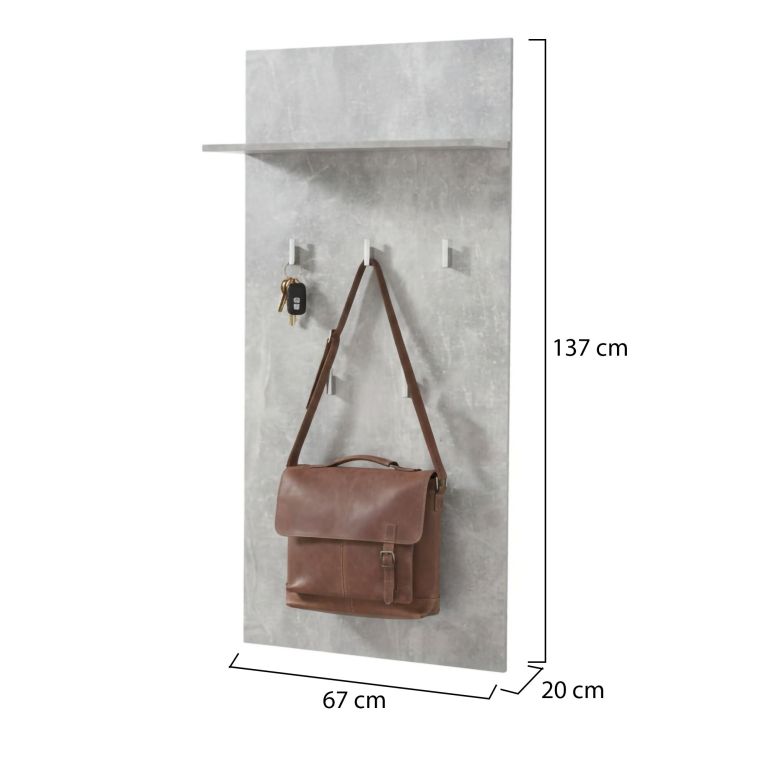 Appendiabiti Grigio Cemento set Fissaggio a Muro Incluso 5 Ganci 137h cm, Installazione a Muro - Traves