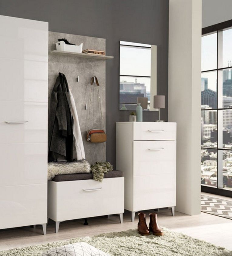 Appendiabiti Grigio Cemento set Fissaggio a Muro Incluso 5 Ganci 137h cm, Installazione a Muro - Traves