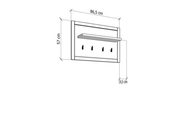 Appendiabiti Grigio Scuro Marrone Rovere set Fissaggio a Muro Incluso 4 Ganci 57h cm, Installazione a Muro - Mediglia