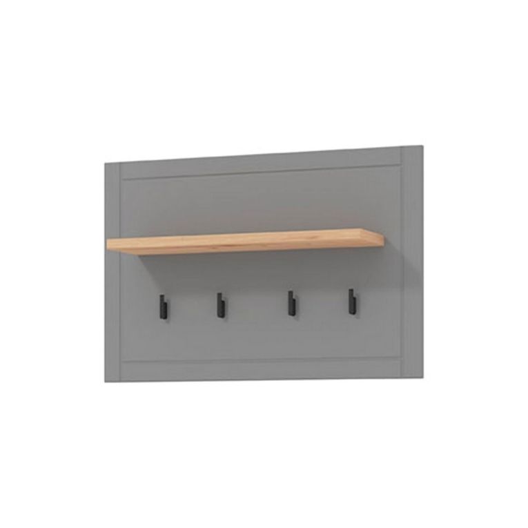 Appendiabiti Grigio Scuro Marrone Rovere set Fissaggio a Muro Incluso 4 Ganci 57h cm, Installazione a Muro - Mediglia
