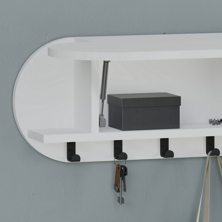 Appendiabiti Hestia, Attaccapanni, Portabiti multiuso, Appendiabiti da parete, 84x16 h29 cm, Bianco
