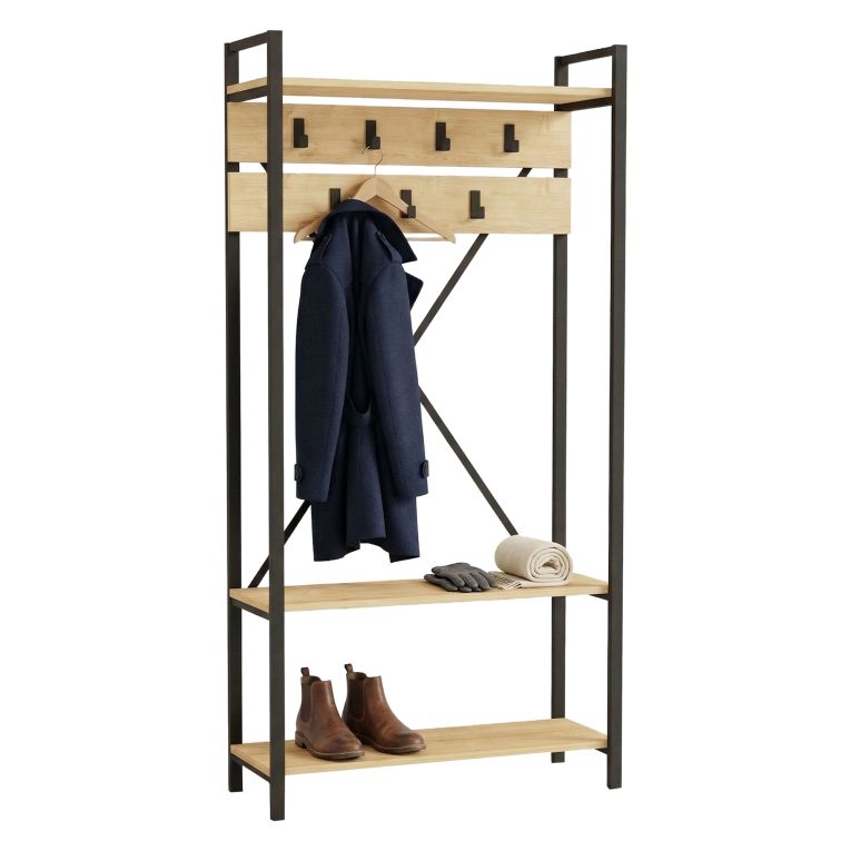 Appendiabiti Marrone Antracite Nero 7 Ganci Installazione a Terra 180h cm, Colore Struttura Nero - Celiera