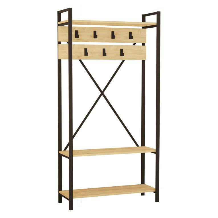 Appendiabiti Marrone Antracite Nero 7 Ganci Installazione a Terra 180h cm, Colore Struttura Nero - Celiera