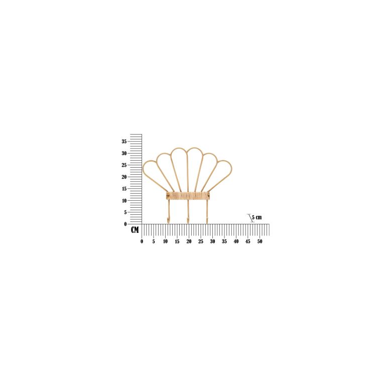 Appendiabiti Marrone Finitura in Rattan Color Bamboo Naturale 3 Ganci 33h cm, Installazione Sospeso - Danatala