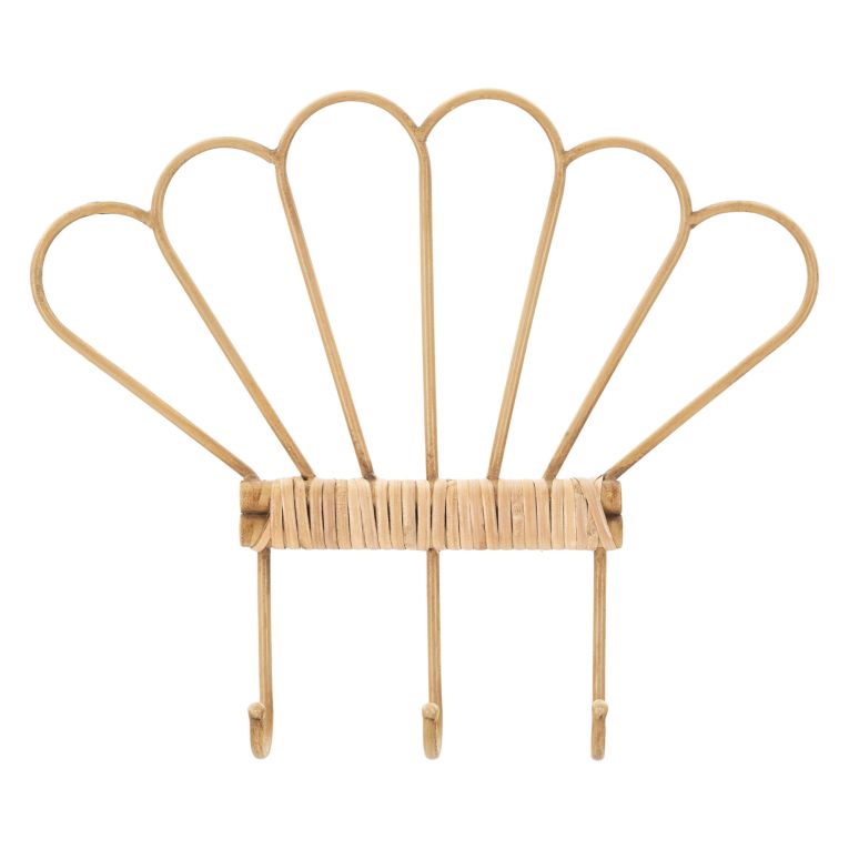 Appendiabiti Marrone Finitura in Rattan Color Bamboo Naturale 3 Ganci 33h cm, Installazione Sospeso - Danatala