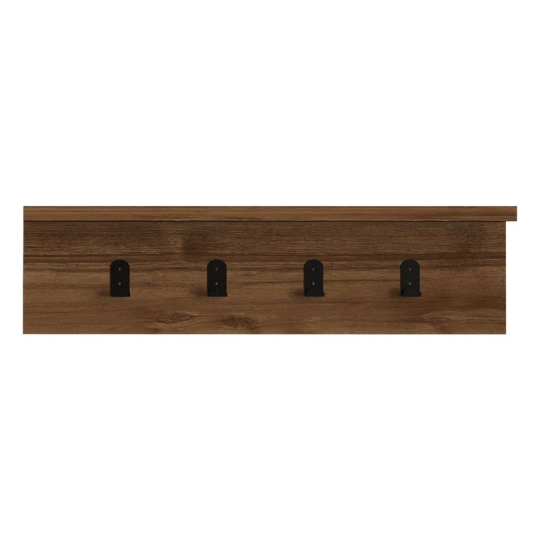 Appendiabiti Marrone Noce 4 Ganci Installazione a Muro 15h cm, Sfumatura Colore Struttura Noce - Taipana