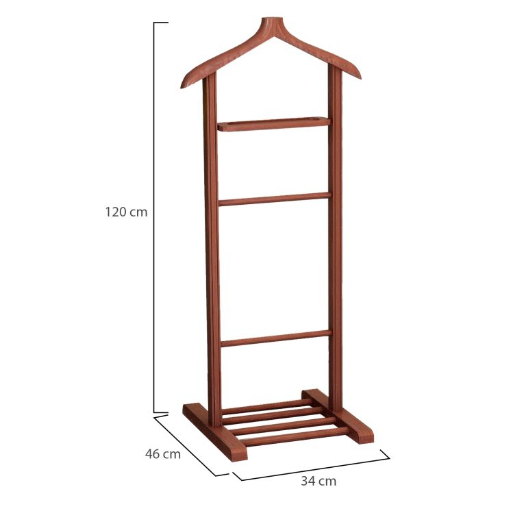 Appendiabiti Marrone Noce Installazione a Terra Sfumatura Colore Struttura Noce 120h cm, - Oulux