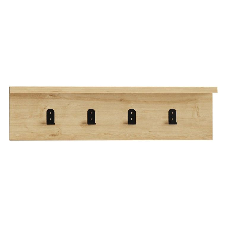 Appendiabiti Marrone Rovere 4 Ganci Installazione a Muro 15h cm, Sfumatura Colore Struttura Rovere - Taipana