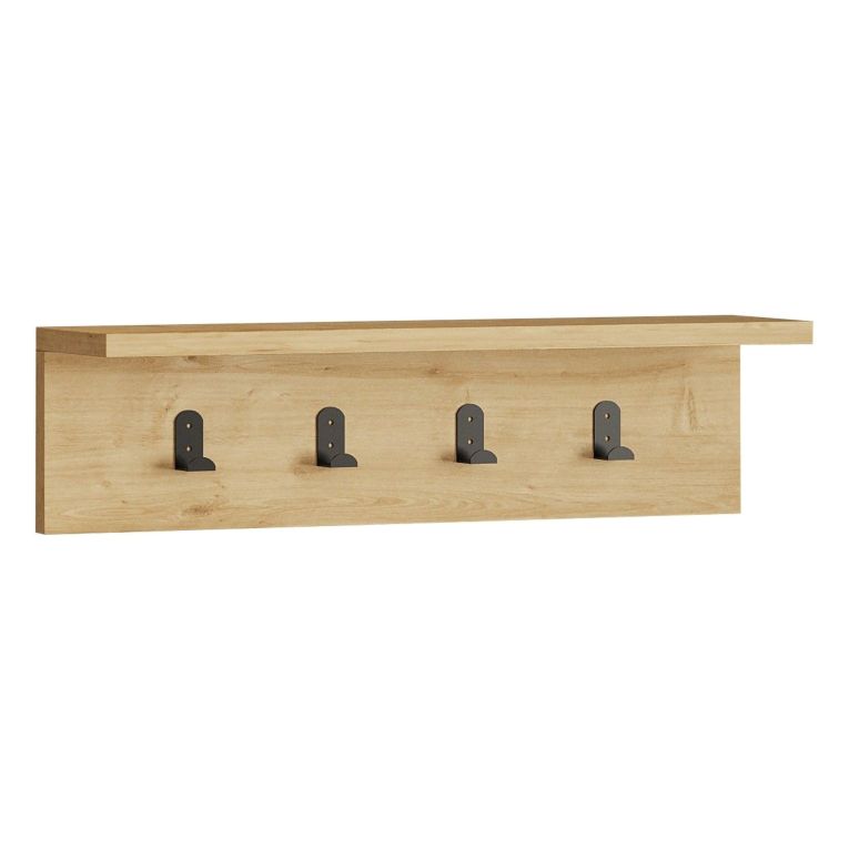 Appendiabiti Marrone Rovere 4 Ganci Installazione a Muro 15h cm, Sfumatura Colore Struttura Rovere - Taipana