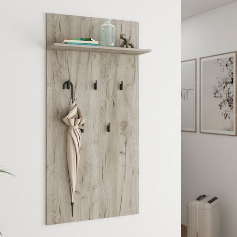 Appendiabiti Marrone Rovere Nero set Fissaggio a Muro Incluso 5 Ganci 137h cm, Installazione a Muro - Rovella