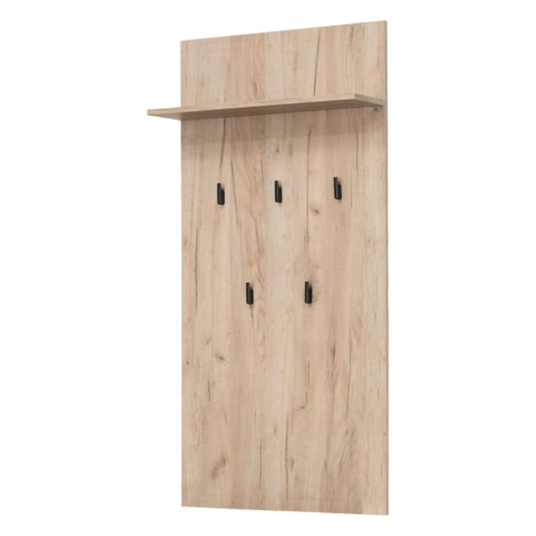 Appendiabiti Marrone Rovere Nero set Fissaggio a Muro Incluso 5 Ganci 137h cm, Installazione a Muro - Rovella