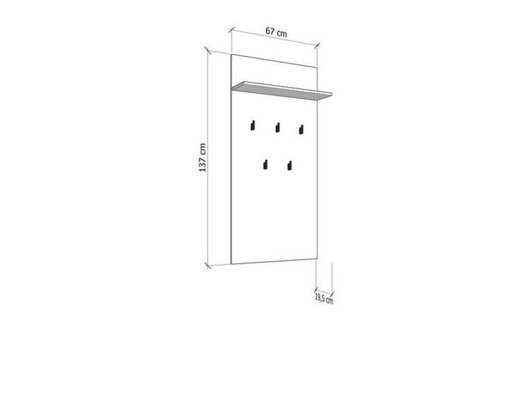 Appendiabiti Marrone Rovere Nero set Fissaggio a Muro Incluso 5 Ganci 137h cm, Installazione a Muro - Rovella