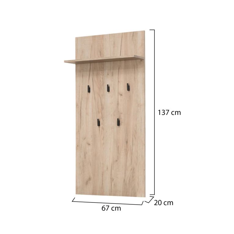 Appendiabiti Marrone Rovere Nero set Fissaggio a Muro Incluso 5 Ganci 137h cm, Installazione a Muro - Rovella