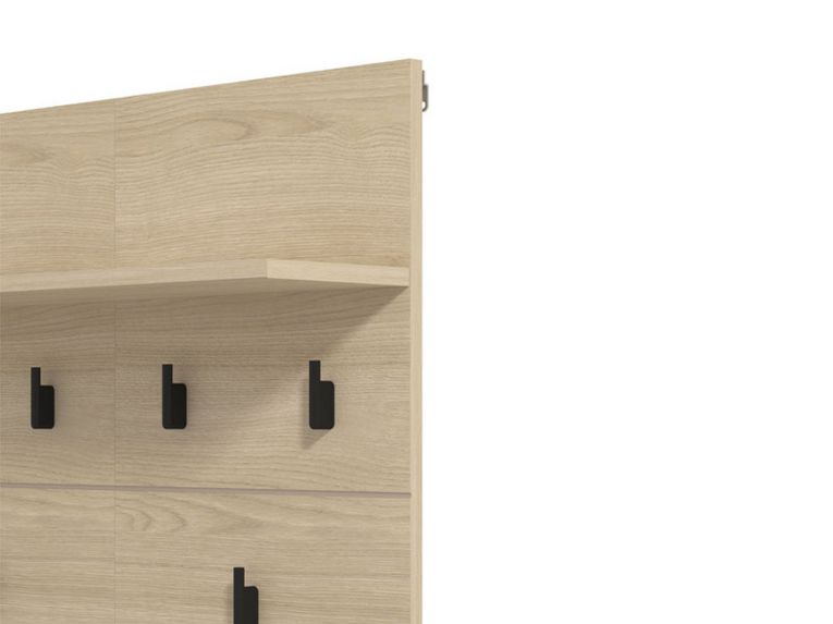 Appendiabiti Marrone Rovere Nero set Fissaggio a Muro Incluso 6 Ganci 115h cm, Installazione a Muro - Navelli