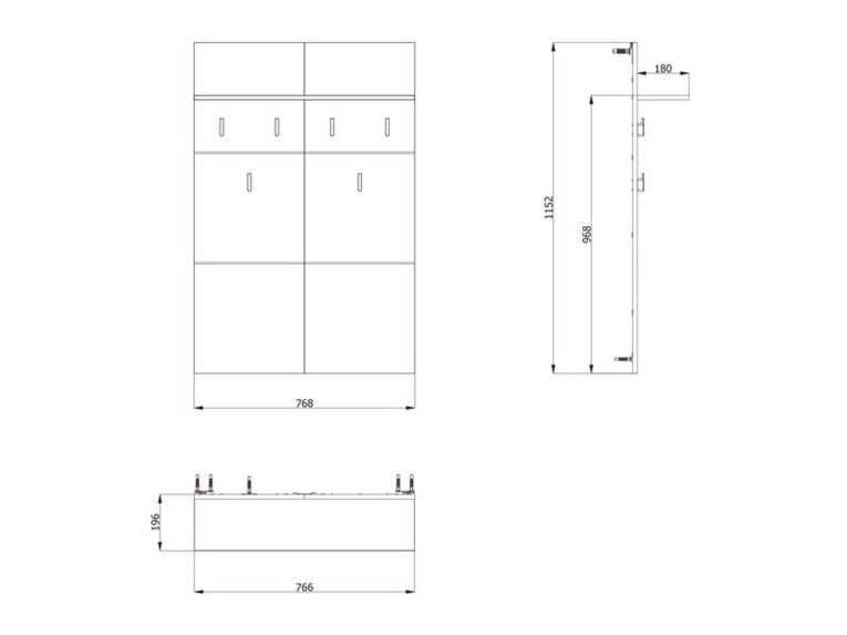Appendiabiti Marrone Rovere Nero set Fissaggio a Muro Incluso 6 Ganci 115h cm, Installazione a Muro - Navelli