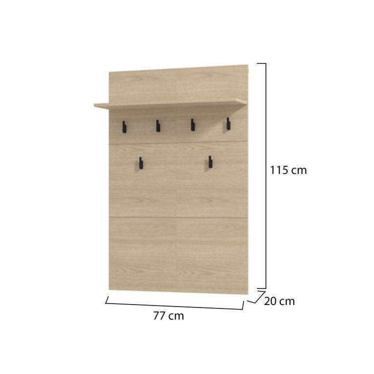 Appendiabiti Marrone Rovere Nero set Fissaggio a Muro Incluso 6 Ganci 115h cm, Installazione a Muro - Navelli